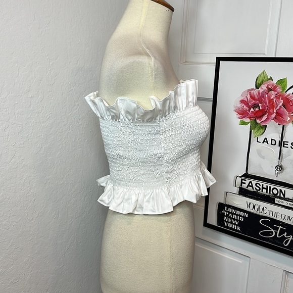 Maggie Marilyn White Cotton Ruffled Tube Top - Picture 2 of 7